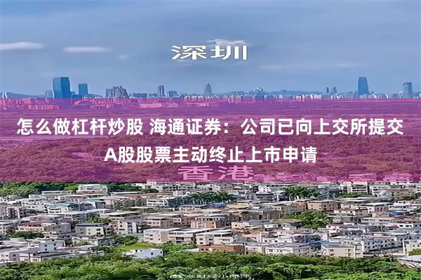 怎么做杠杆炒股 海通证券：公司已向上交所提交A股股票主动终止上市申请